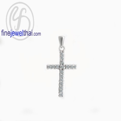 จี้เพชร จี้ทองคำขาว จี้เพชรแท้ จี้ไม้กางเขน- P1161DWG